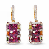 Bellarri 14k Yellow Gold Multi-Stone and Diamond Geometric Earrings