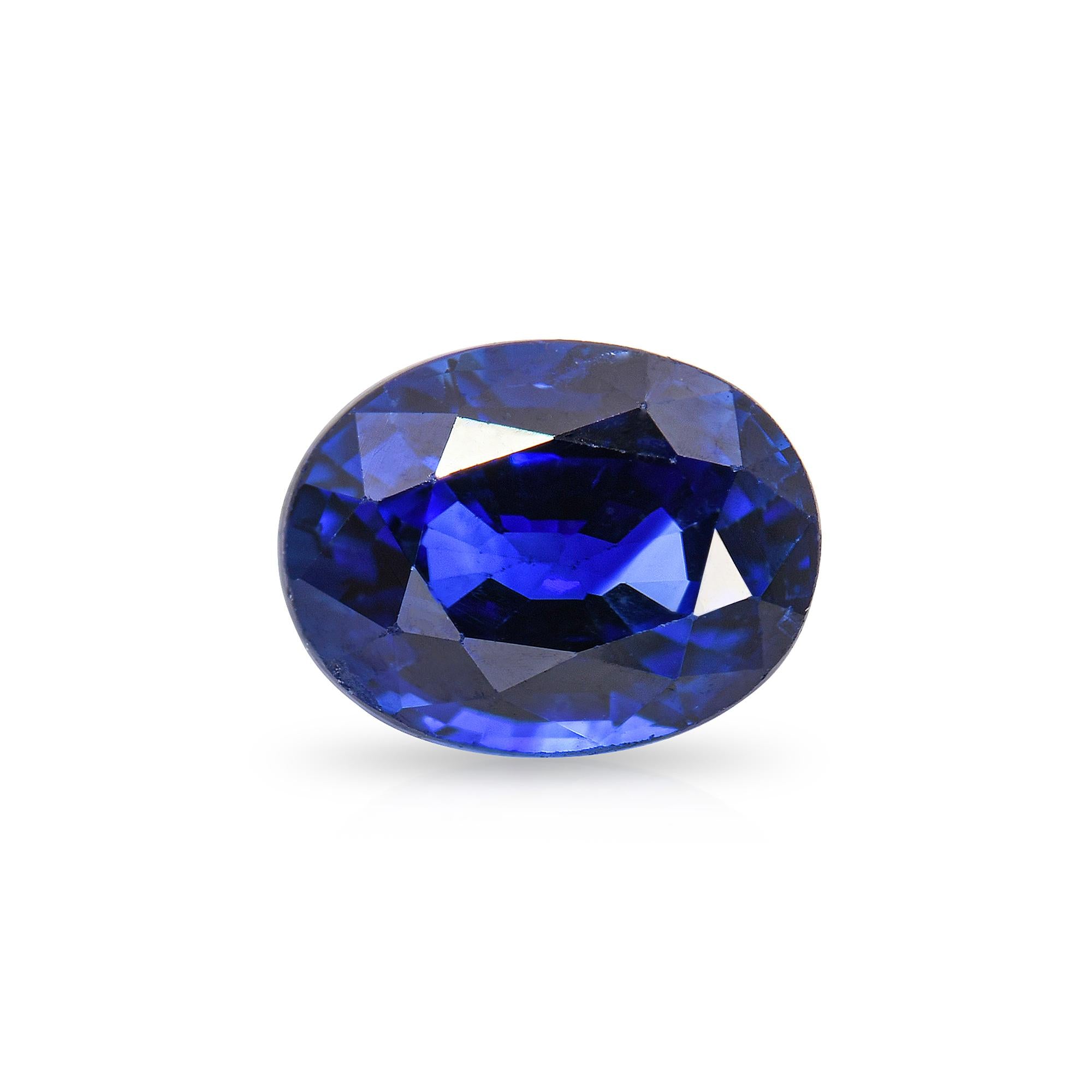 GIA 1.82ct Oval Step Cut Blue Heated Madagascar Sapphire