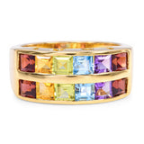 H Stern 18k Yellow Gold Multi Gemstone Stars and Moon Design Ring