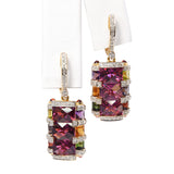 Bellarri 14k Yellow Gold Multi-Stone and Diamond Geometric Earrings