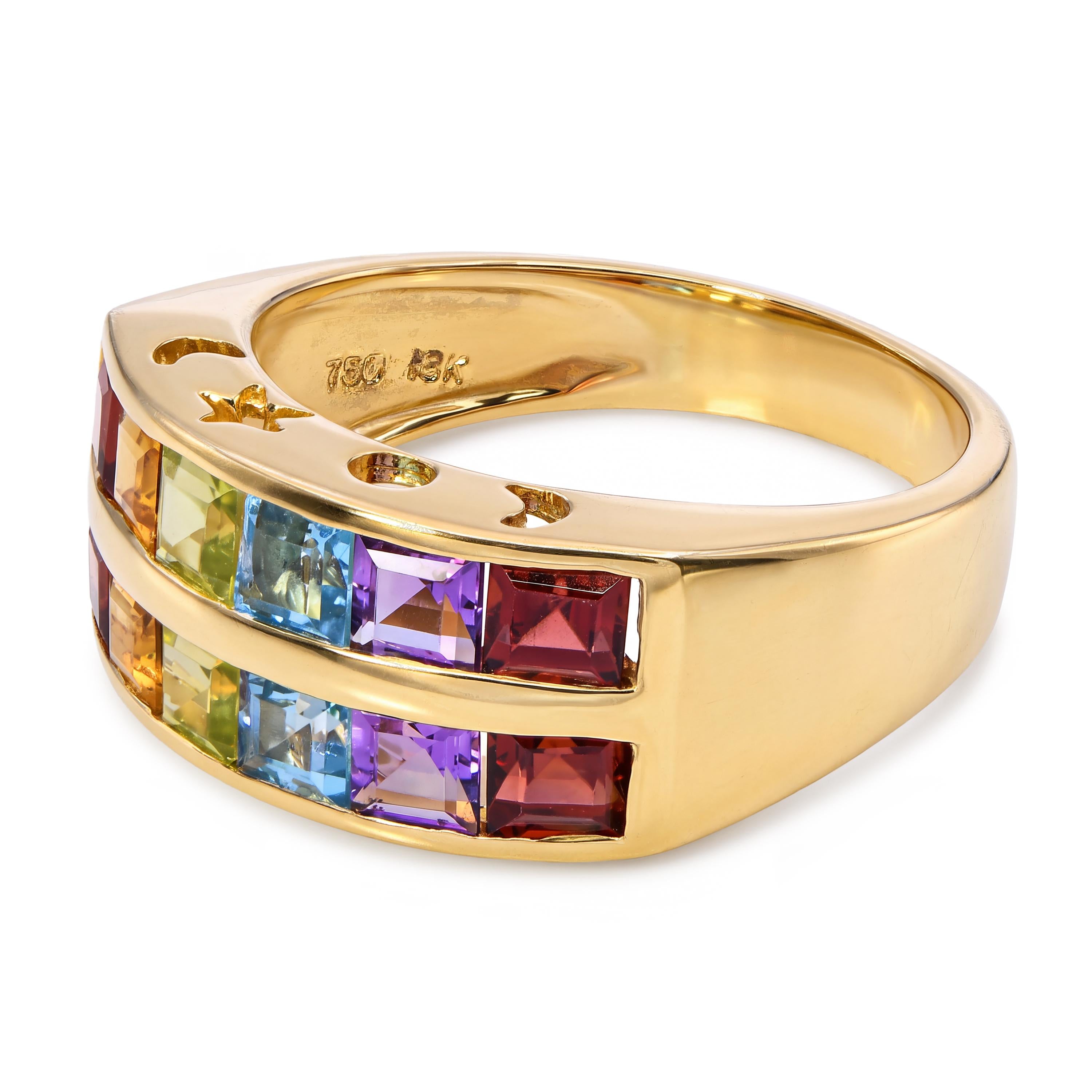 H Stern 18k Yellow Gold Multi Gemstone Stars and Moon Design Ring
