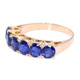 Vintage 16k Yellow Gold 2.12tcw Blue Sapphire Half Band Ring