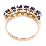 Vintage 16k Yellow Gold 2.12tcw Blue Sapphire Half Band Ring