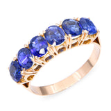 Vintage 16k Yellow Gold 2.12tcw Blue Sapphire Half Band Ring