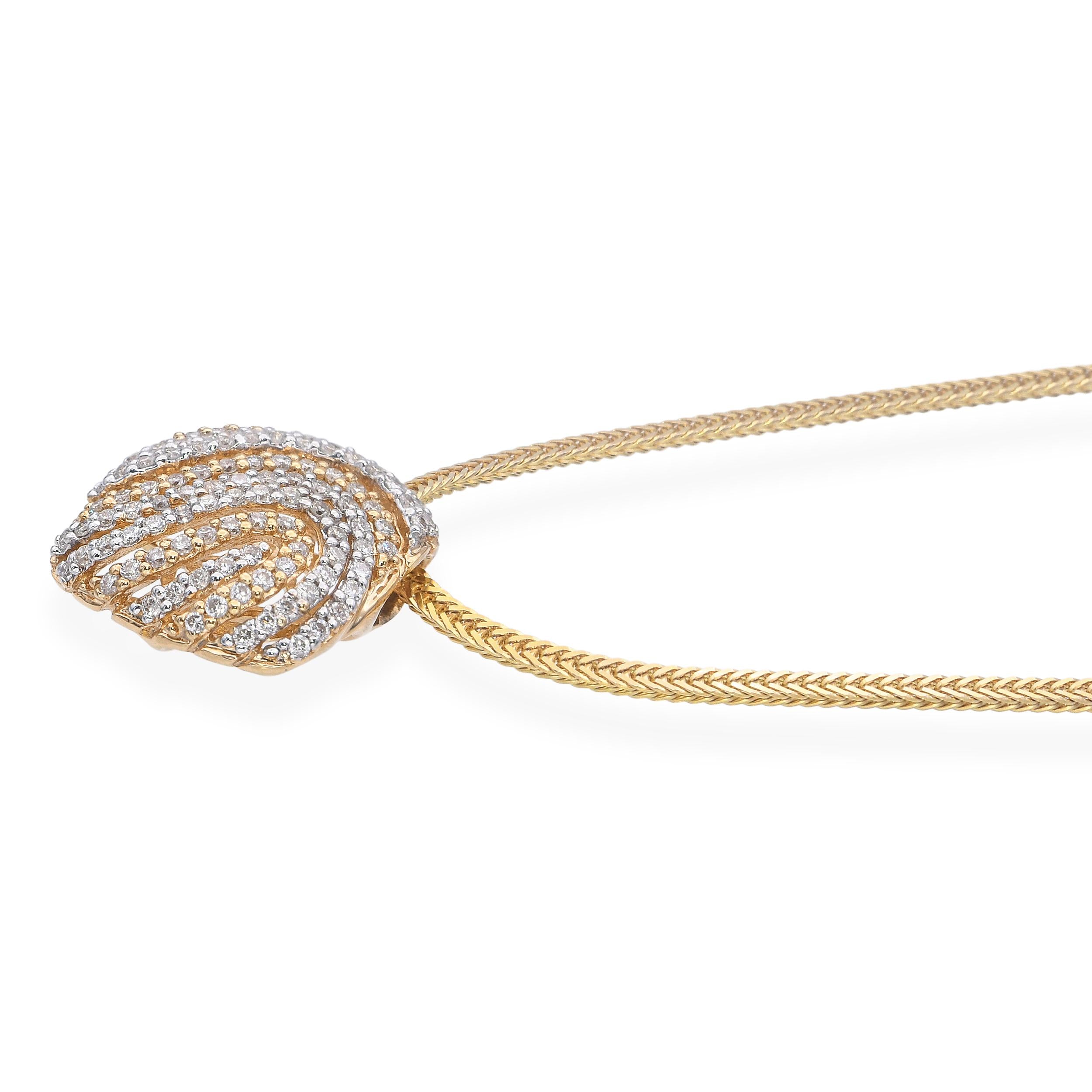 14k Yellow Gold 0.50tcw Diamond Pillow Pendant Necklace