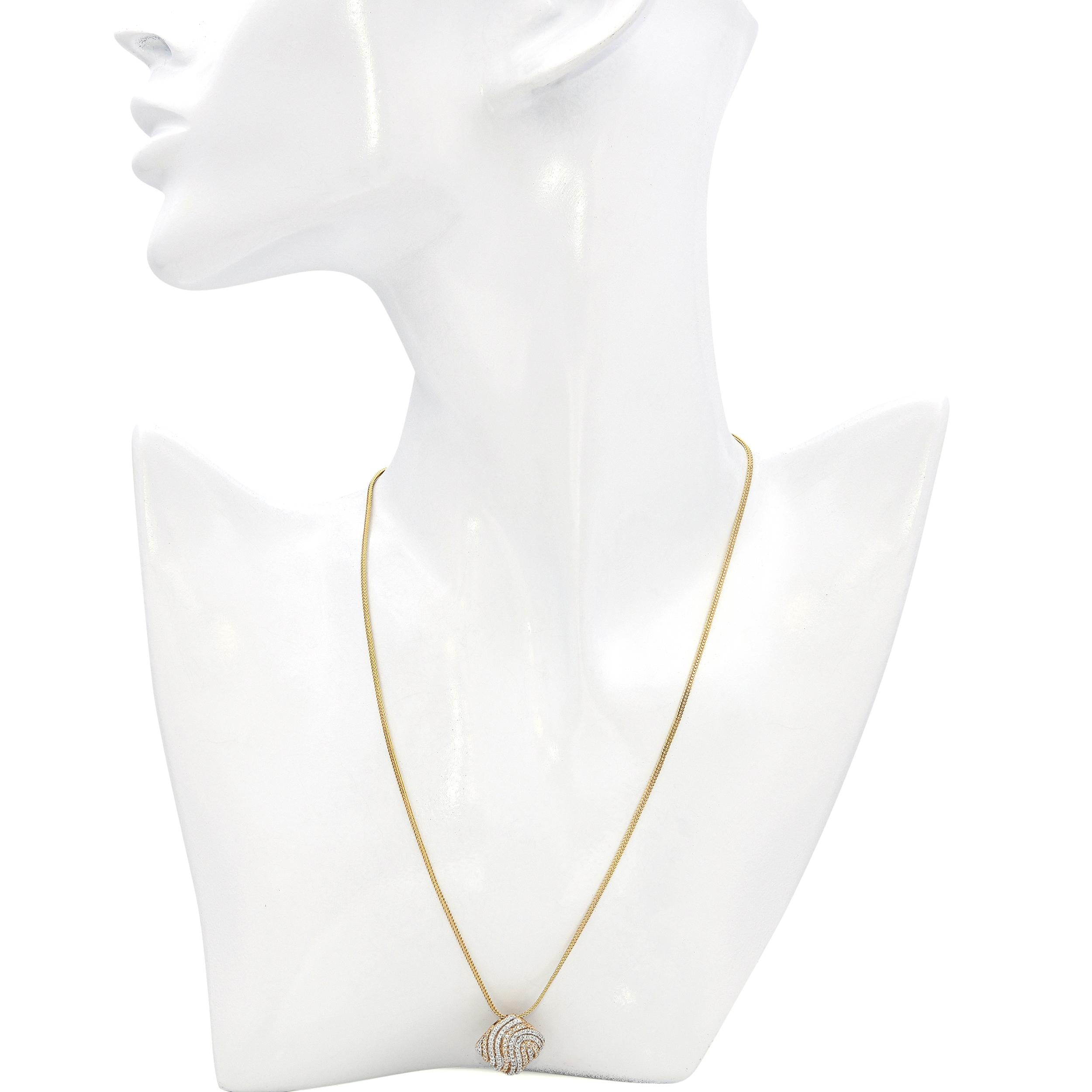 14k Yellow Gold 0.50tcw Diamond Pillow Pendant Necklace