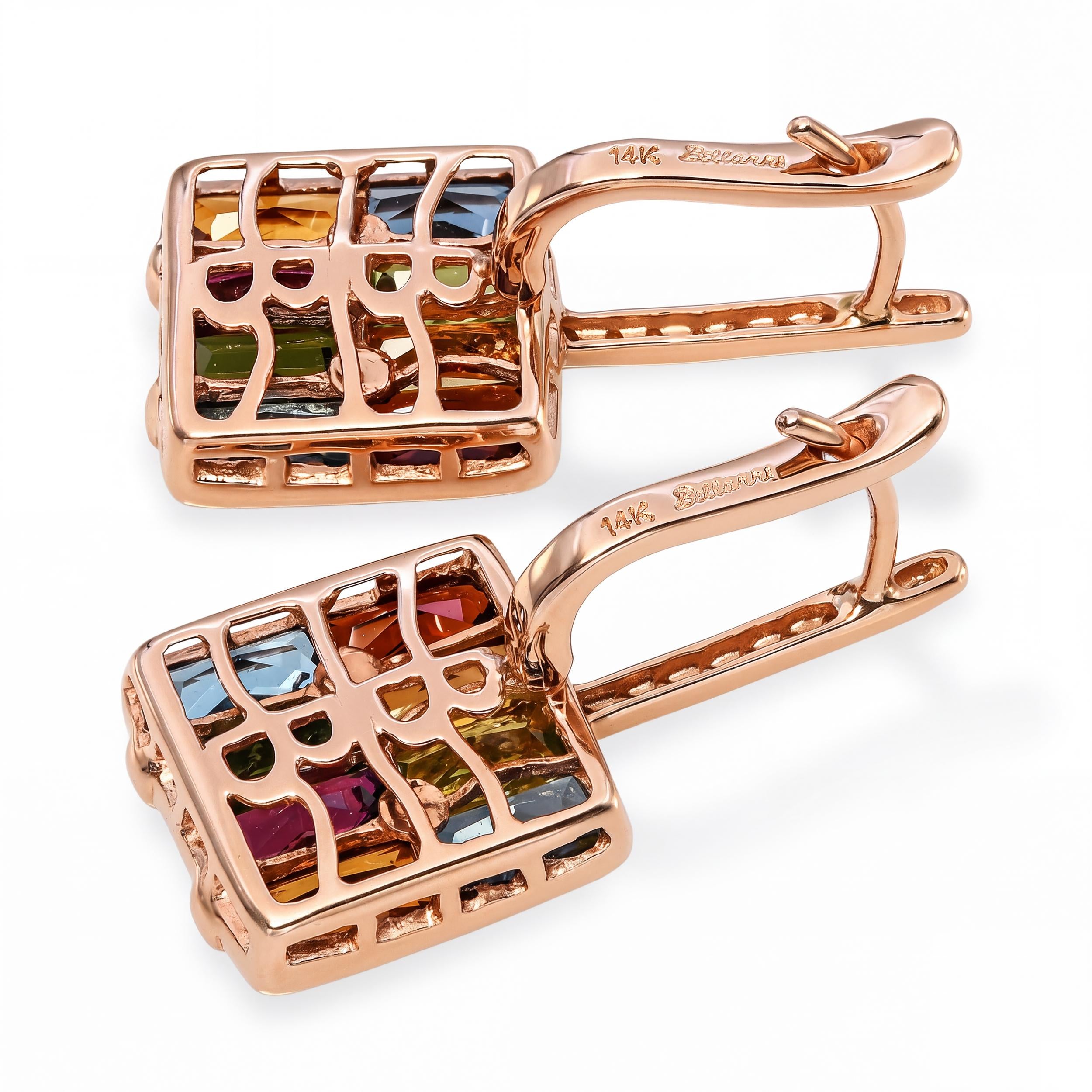 Bellari 14k Rose Gold Multi-Gemstone and Diamond Earrings