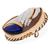 Antique French 16k Yellow Gold Sardonyx Shell Commesso Cameo Brooch