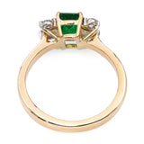 Vintage 18k Yellow Gold Zambian Emerald & Diamond Ring