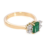 Vintage 18k Yellow Gold Zambian Emerald & Diamond Ring