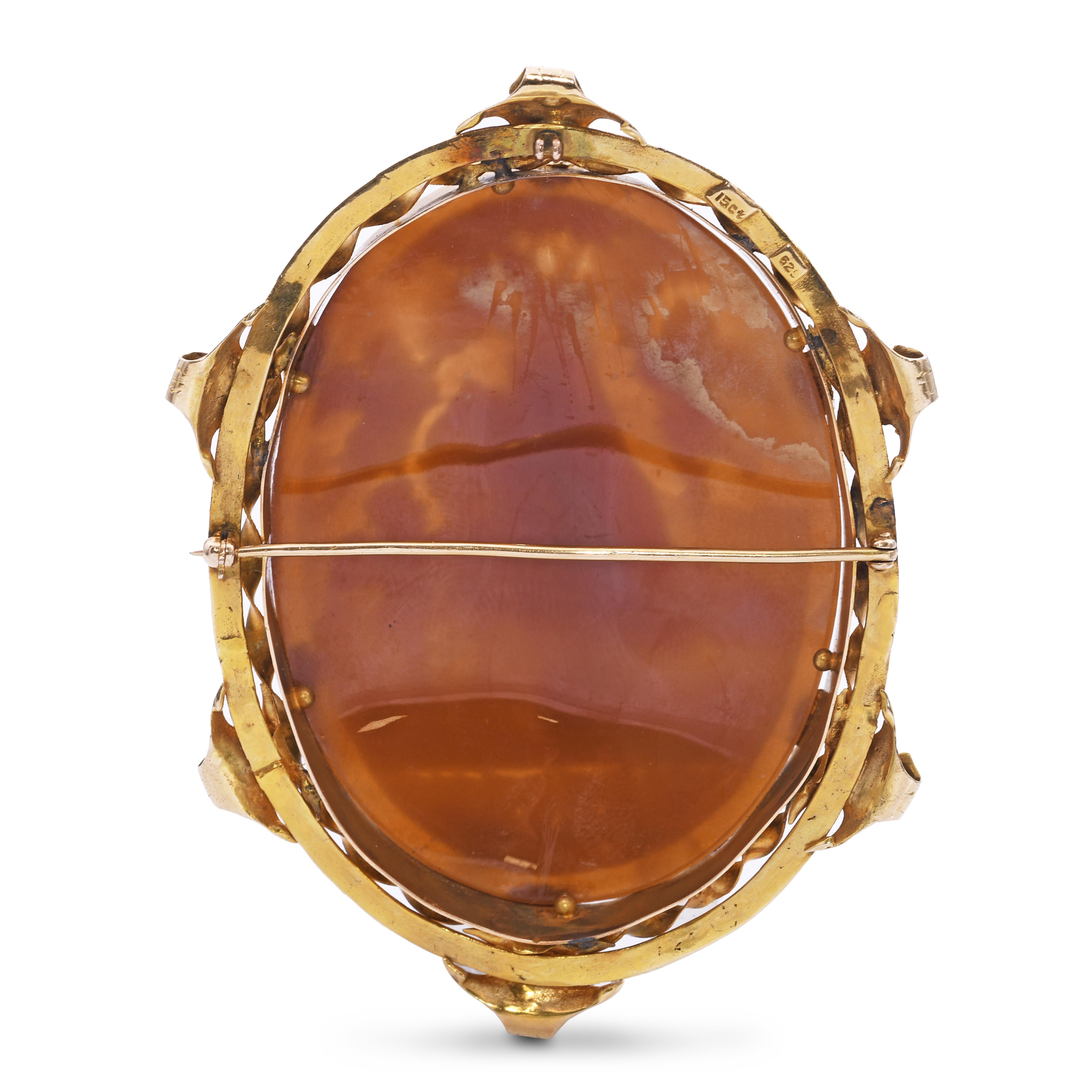 Antique 14k Yellow Gold "Venus with Cherubs" Cameo Brooch