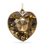 Vintage 12k Yellow 48.2ct Smoky Quartz Heart Pendant