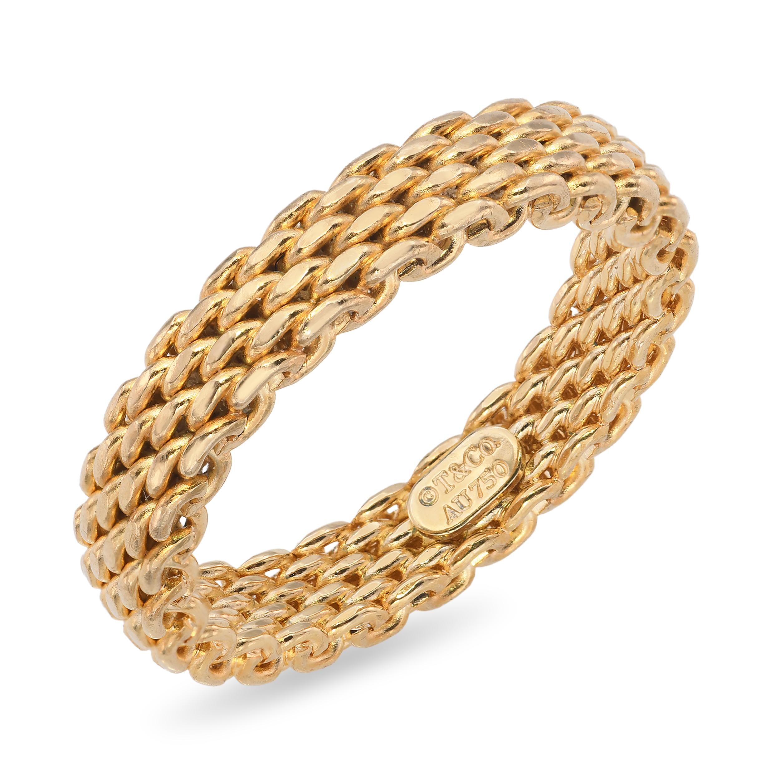 Tiffany & Co. 18k Yellow Gold Somerset Mesh Band Ring