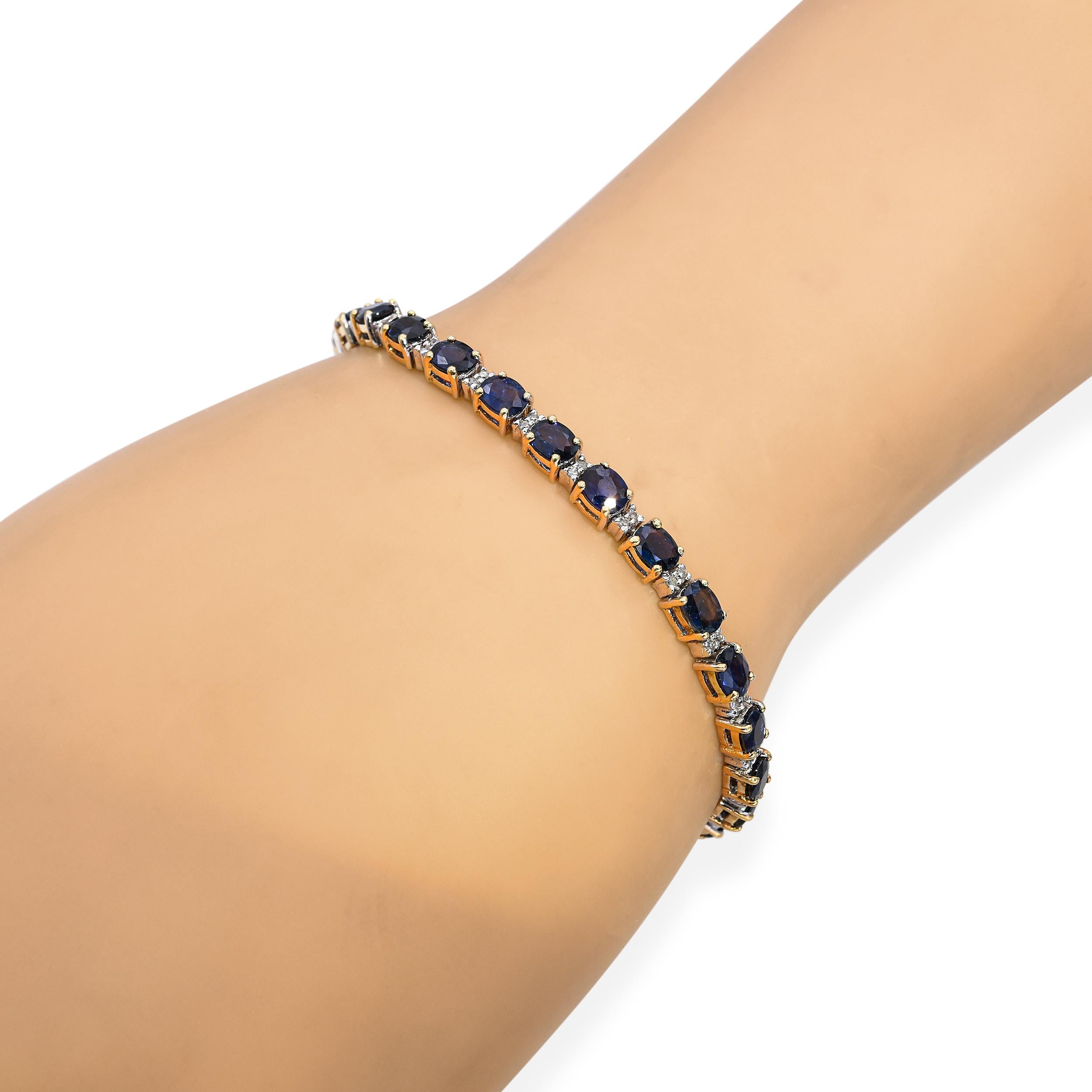 14k Two Tone Gold 12.48tcw Sapphire and Diamond Tennis Bracelet
