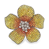 18k White Gold En Tremblant Fancy Sapphire and Diamond Brooch
