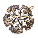 Antique Art Nuevo 18k Yellow Gold Diamond Foliage Cyclical Brooch