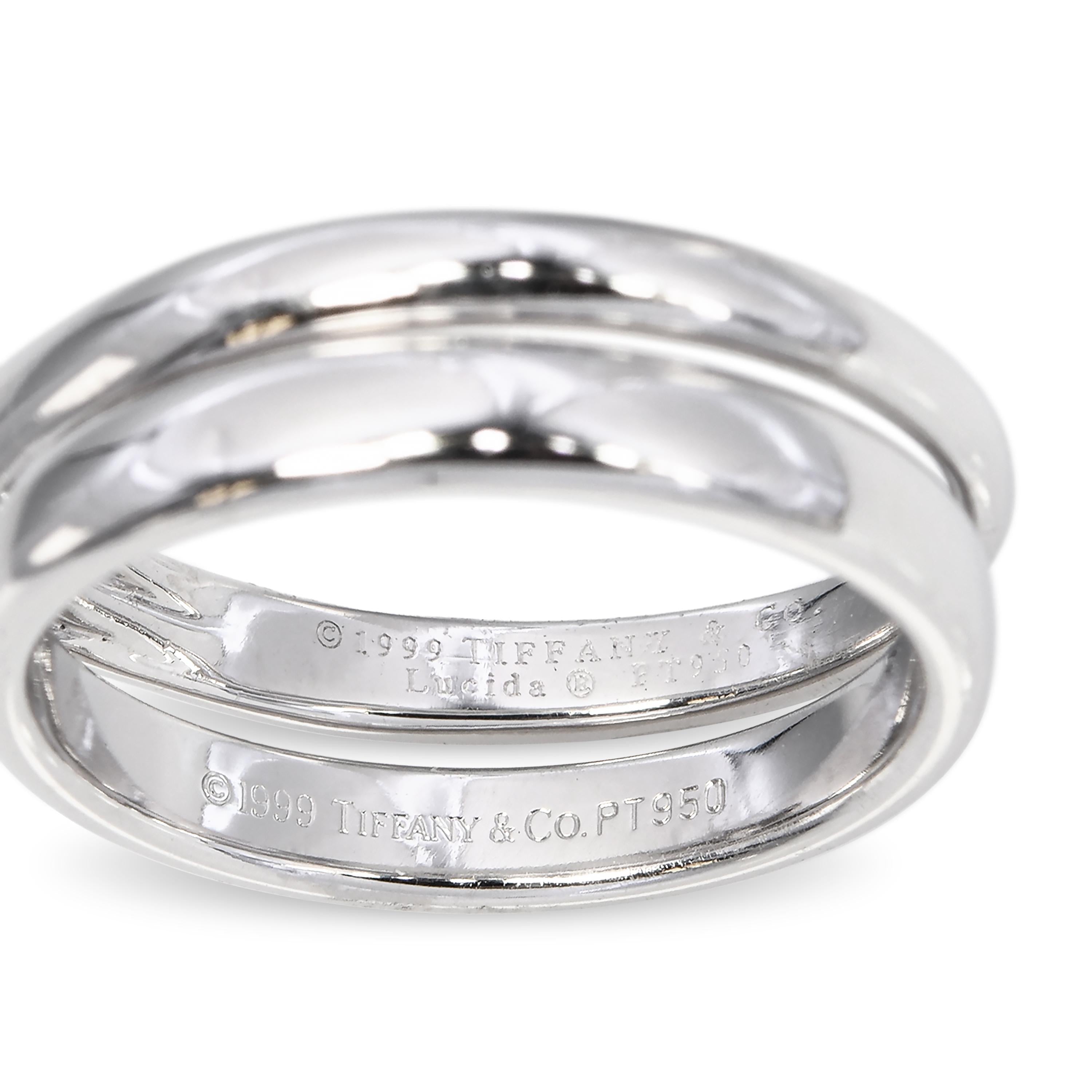 Tiffany & Co Platinum Lucida .51ct Diamond Engagement Ring & Wedding Band Set