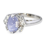 Vintage 18k White Gold Star 1.80ct Star Sapphire and Diamond Ring