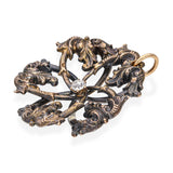 Antique Art Nuevo 18k Yellow Gold Diamond Foliage Cyclical Brooch