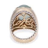 14k Yellow Gold 15.50ct Prehnite and Diamond Dome Ring