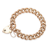 Antique Victorian 9k Rose Gold Link Heart Lock Clasp Bracelet
