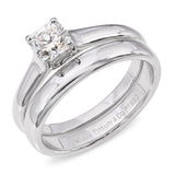 Tiffany & Co Platinum Lucida .51ct Diamond Engagement Ring & Wedding Band Set