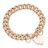 Antique Victorian 9k Rose Gold Link Heart Lock Clasp Bracelet