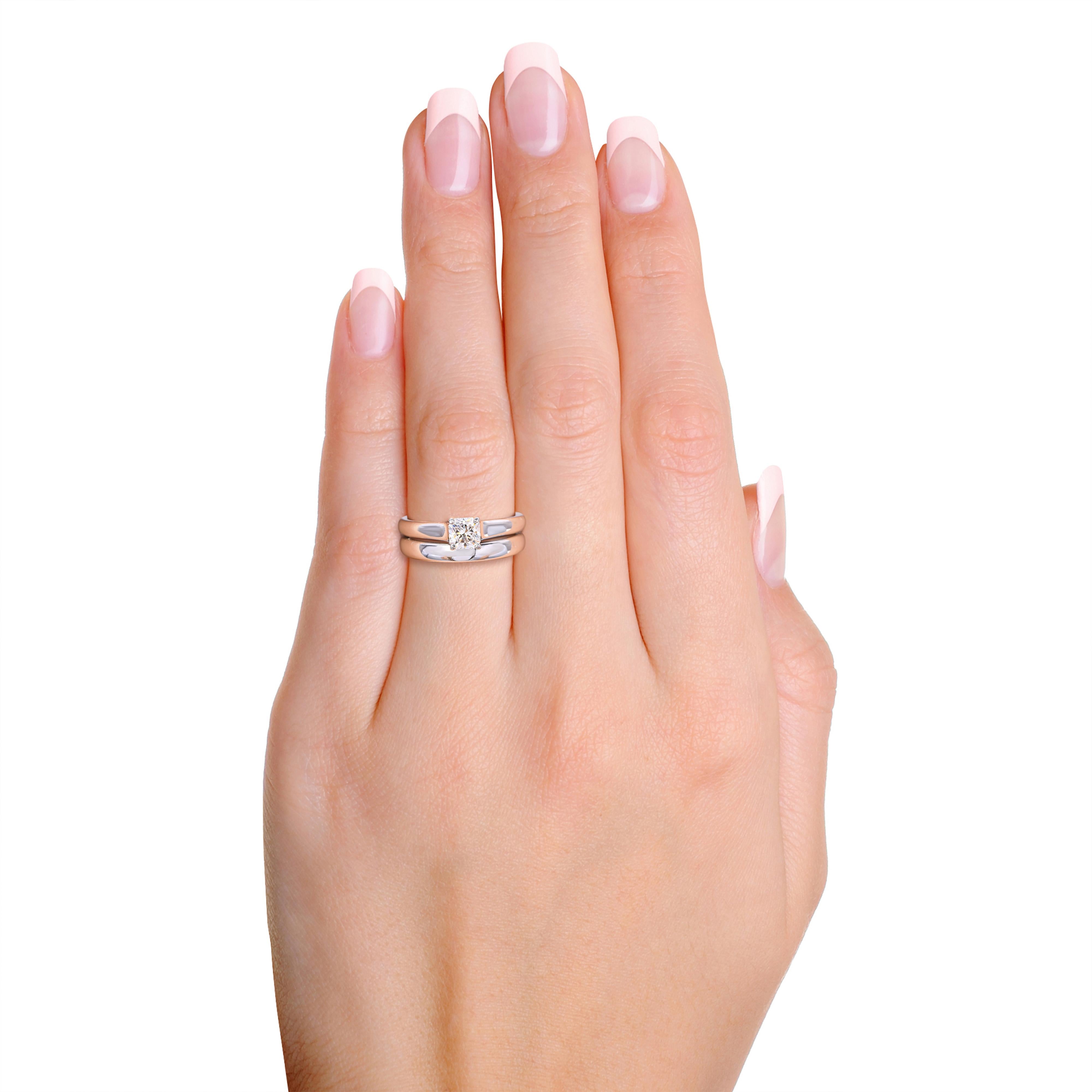 Tiffany & Co Platinum Lucida .51ct Diamond Engagement Ring & Wedding Band Set