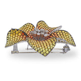 18k White Gold En Tremblant Fancy Sapphire and Diamond Brooch