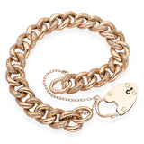 Antique Victorian 9k Rose Gold Link Heart Lock Clasp Bracelet