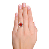 Antique Victorian Two-Tone Coral, Pearl and Rose Cut Diamond Statement Ring