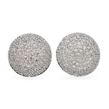 14k White Gold Diamond Pave Dome Earrings