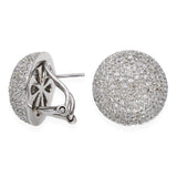 14k White Gold Diamond Pave Dome Earrings