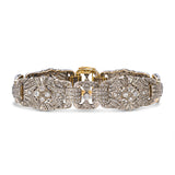 Vintage 14k Yellow Gold and Silver 5.73tcw Diamond Art Deco Style Motif Bracelet