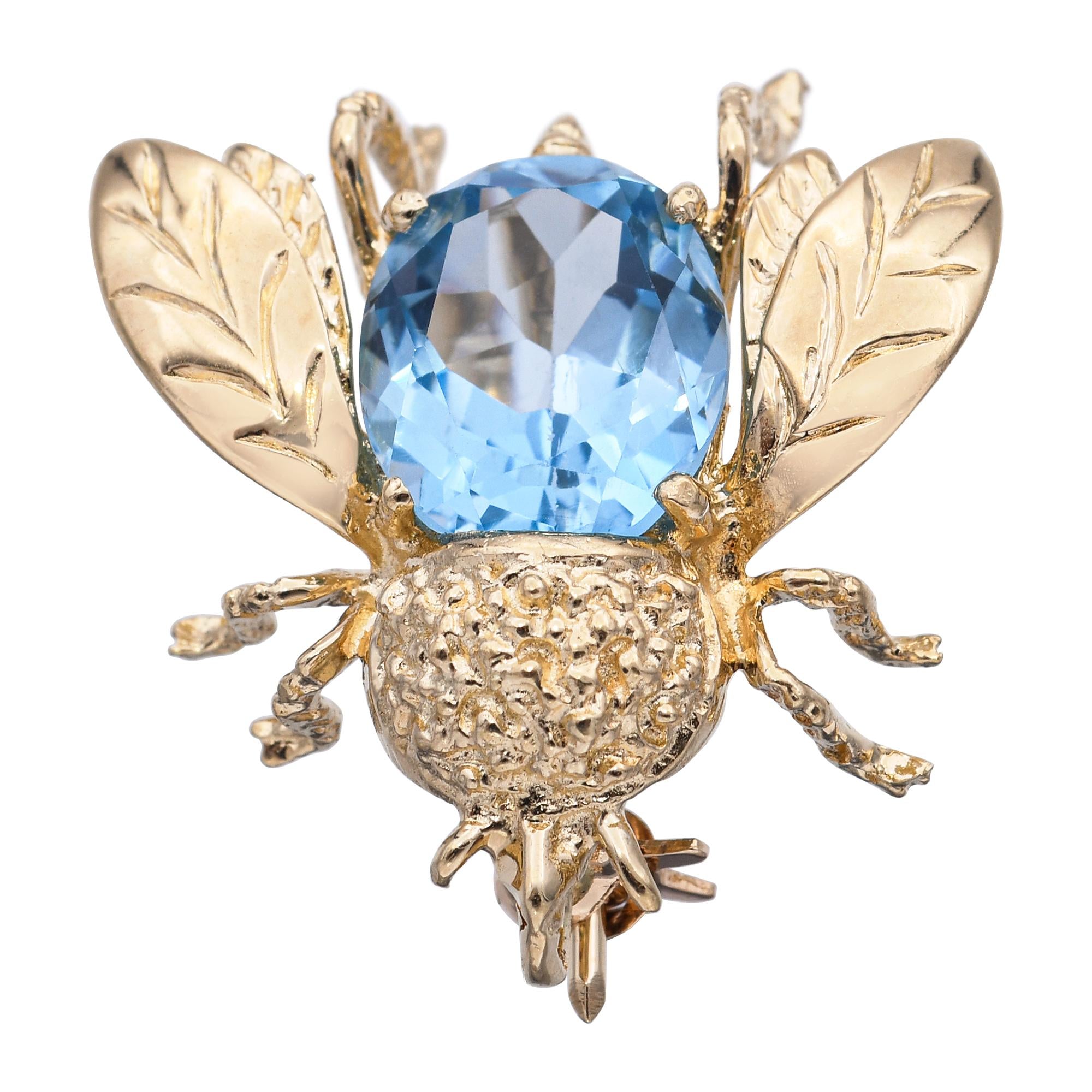 14k Yellow Gold 2.4ct Aquamarine Bumblebee Brooch Pendant