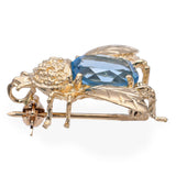 14k Yellow Gold 2.4ct Aquamarine Bumblebee Brooch Pendant