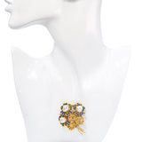 Vintage 18k Yellow Gold Pearl, Sapphire and Diamond Flower Bouquet Brooch