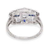 Art Deco Platinum Diamond and Sapphire Ring