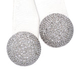 14k White Gold Diamond Pave Dome Earrings