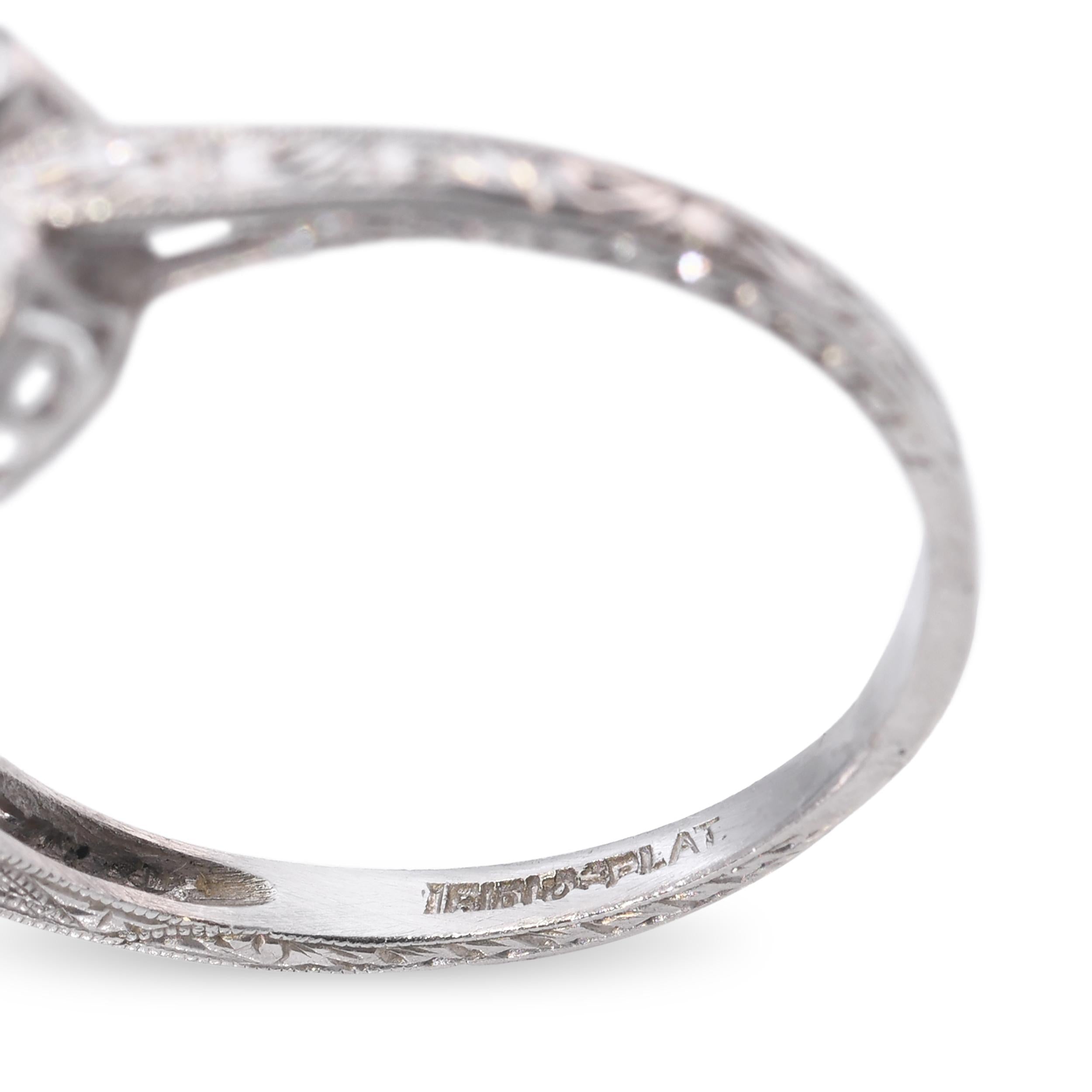 Art Deco Platinum Diamond and Sapphire Ring