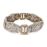 Vintage 14k Yellow Gold and Silver 5.73tcw Diamond Art Deco Style Motif Bracelet