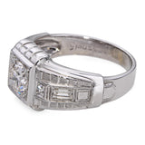 Vintage Art Deco 17k White Gold Old Euro Cut 1.01tcw H Si1 Diamond Ring