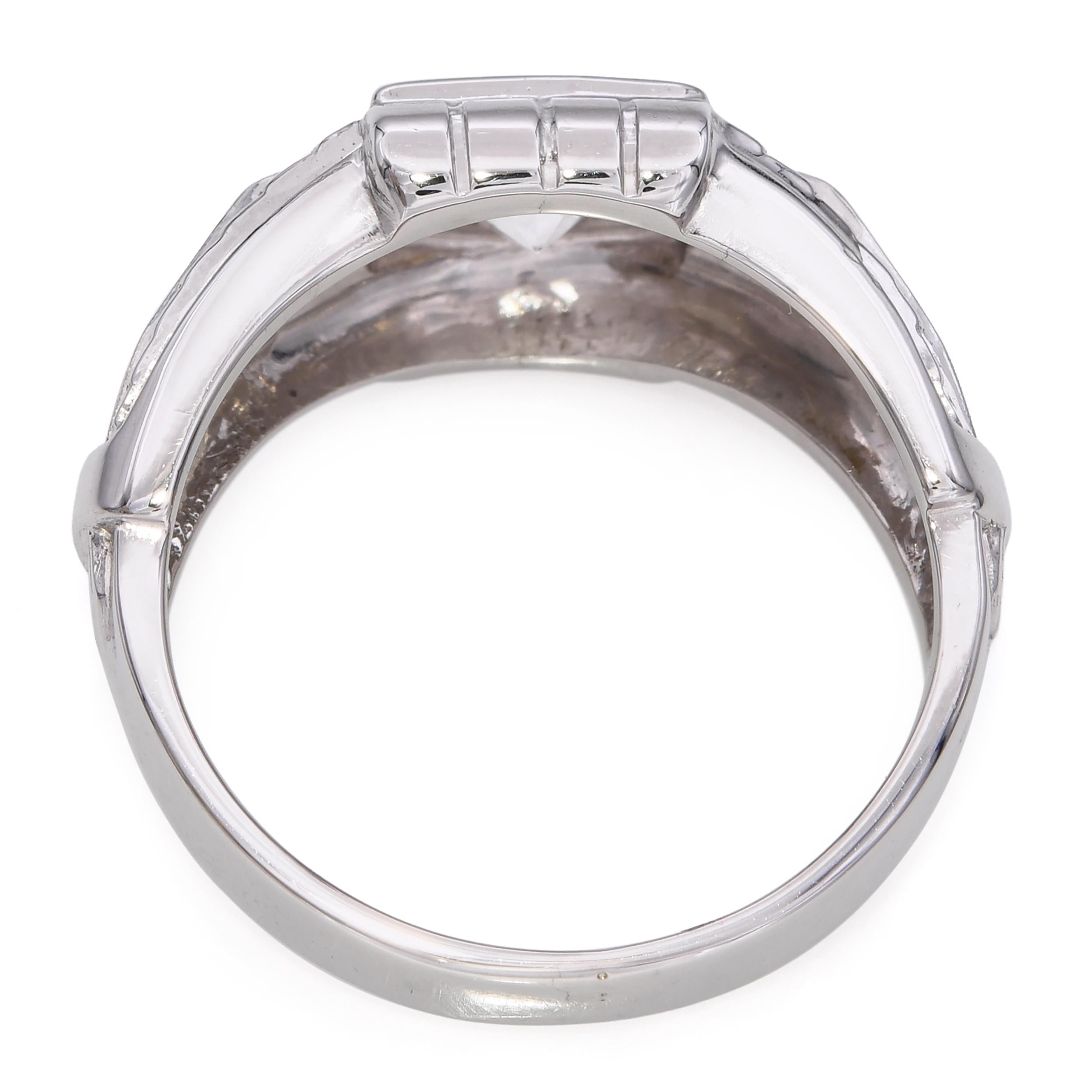 Vintage Art Deco 17k White Gold Old Euro Cut 1.01tcw H Si1 Diamond Ring