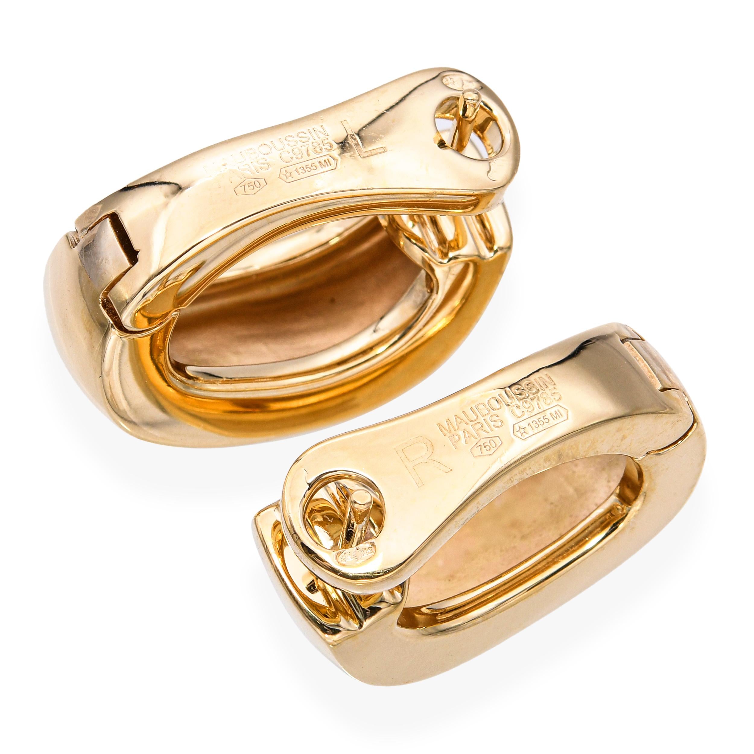 Vintage Mauboussin Paris 18k Yellow Gold Hoop Earrings