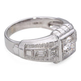 Vintage Art Deco 17k White Gold Old Euro Cut 1.01tcw H Si1 Diamond Ring
