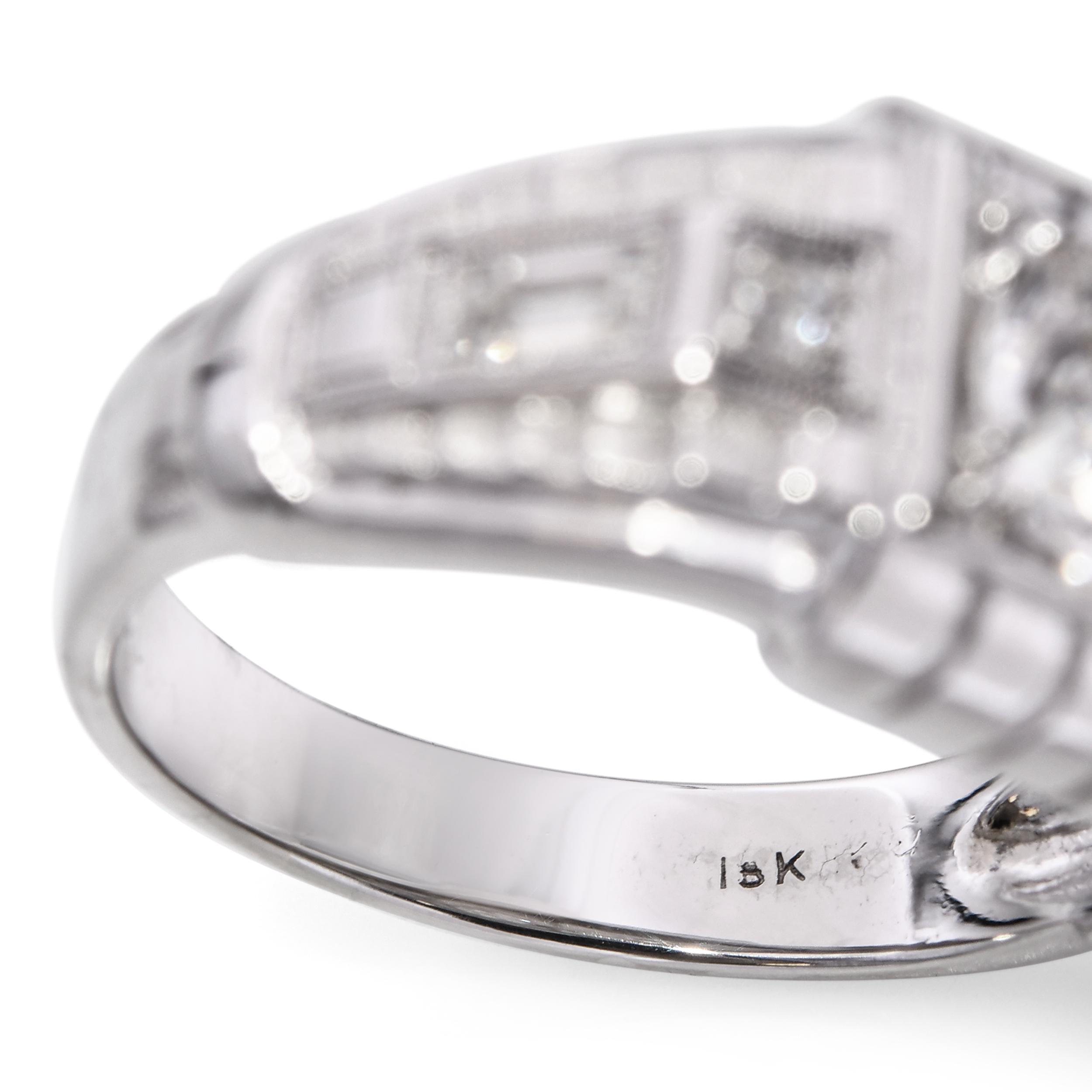 Vintage Art Deco 17k White Gold Old Euro Cut 1.01tcw H Si1 Diamond Ring