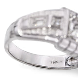 Vintage Art Deco 17k White Gold Old Euro Cut 1.01tcw H Si1 Diamond Ring