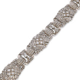 Vintage 14k Yellow Gold and Silver 5.73tcw Diamond Art Deco Style Motif Bracelet