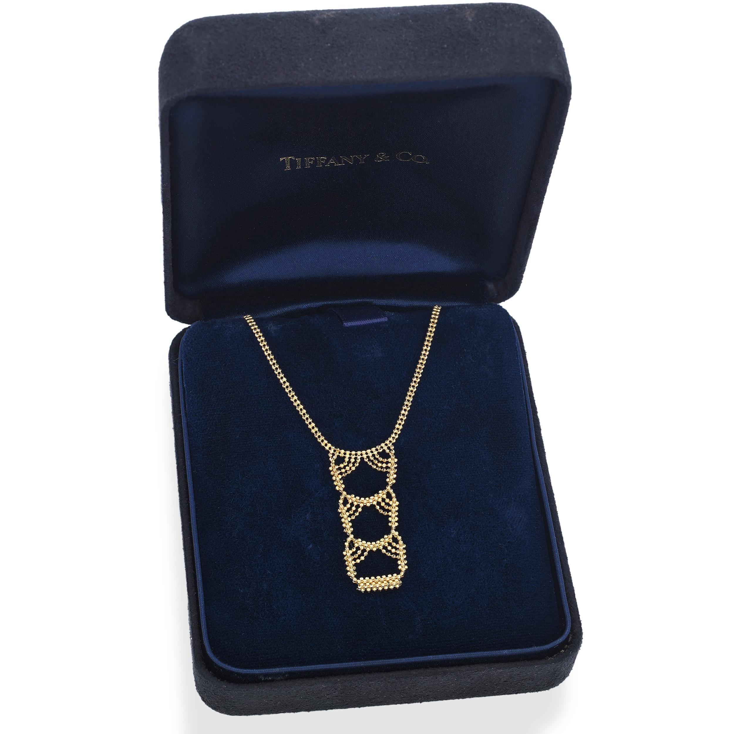 Vintage Tiffany & Co. 18k Yellow Gold Cascading Bead Necklace