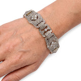 Vintage 14k Yellow Gold and Silver 5.73tcw Diamond Art Deco Style Motif Bracelet